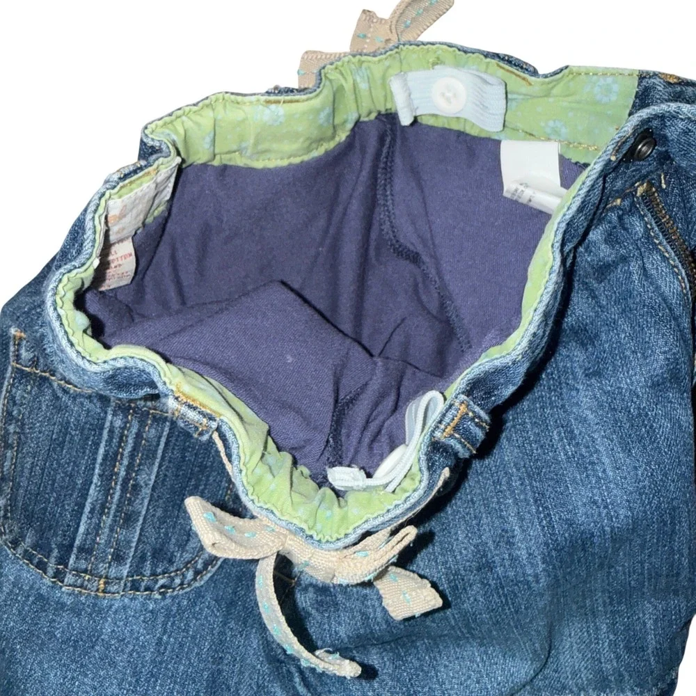 vintage OshKosh Denim Skirt 4T Blue Adjustable Waist Canvas Bows‎